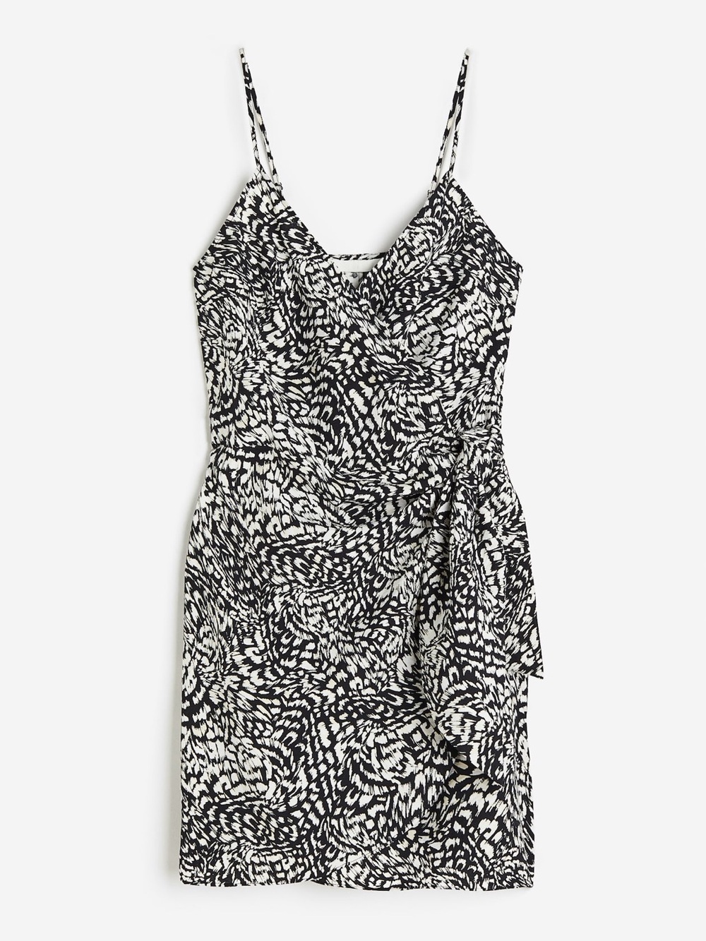H&M Black & White Printed Mini Dress with Tie Detail